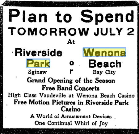July 1916 Riverside Park, Saginaw